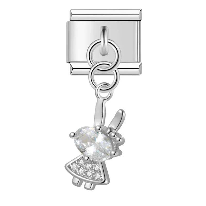 Silver Crystal Symbol Dangle Italian Charms - Image 17