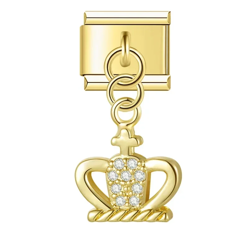 Gold Crystal Symbol Dangle Italian Charms - Image 21