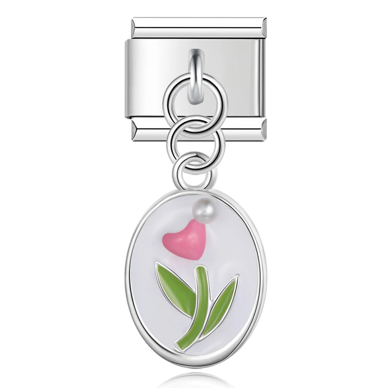 Cherry, Elephant and Tulip Dangle Italian Charms - Image 5