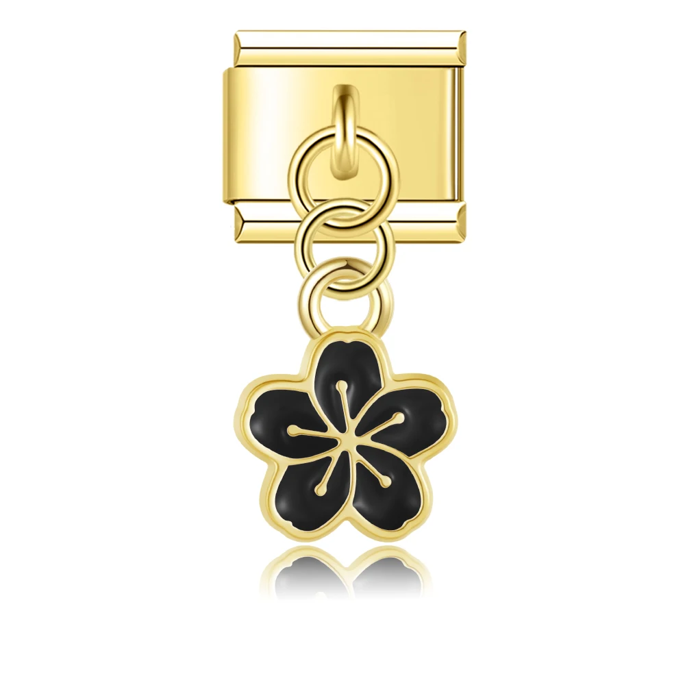 Pearl Heart and Flower Gold Dangle Italian Charms - Image 9