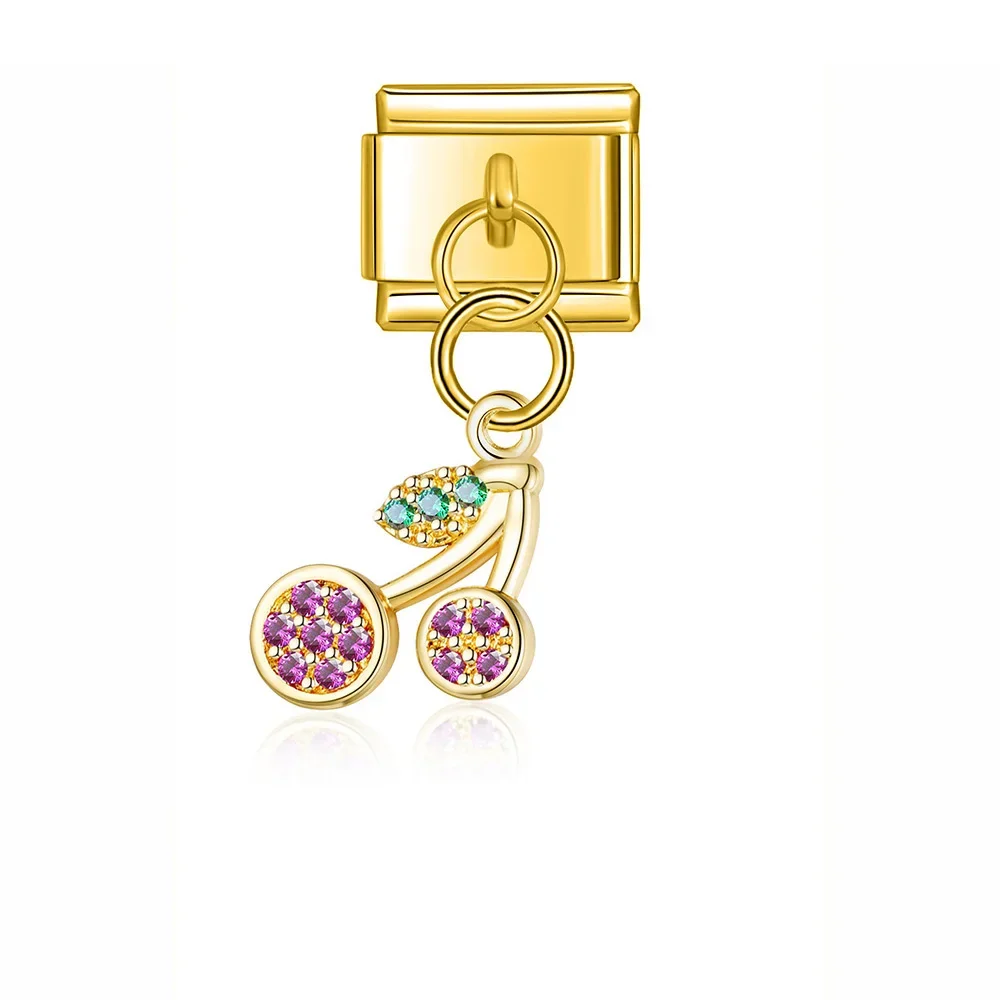 Crystal Fruit and Mushroom Dangle Italian Charms - Image 8
