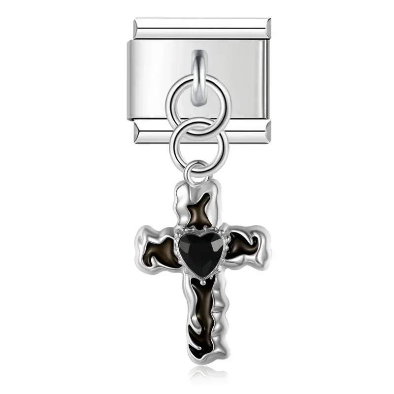 Cross, Pearl and Crystal Dangle Italian Charms - Image 4