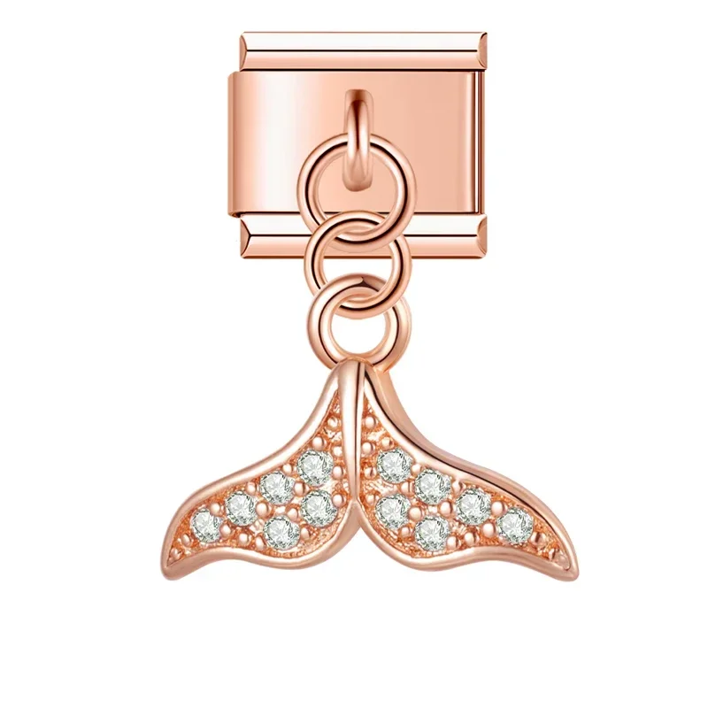 Rose Gold Crystal Symbol Dangle Italian Charms - Image 15