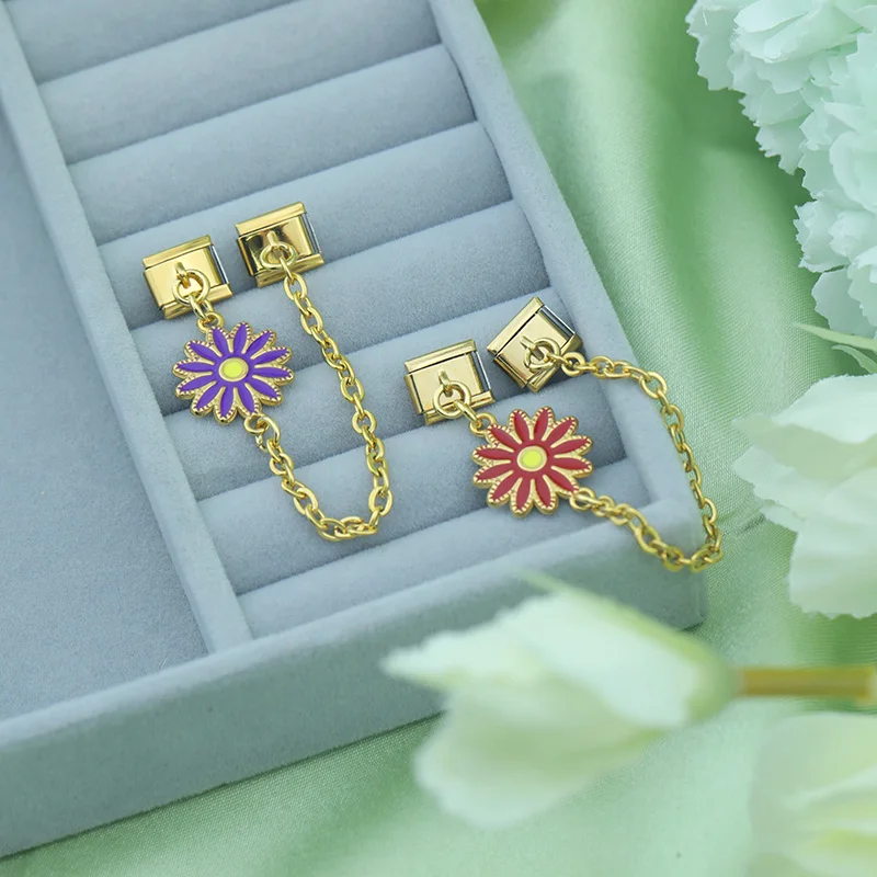 Daisy Safety Chain Gold Italian Charms - Image 3