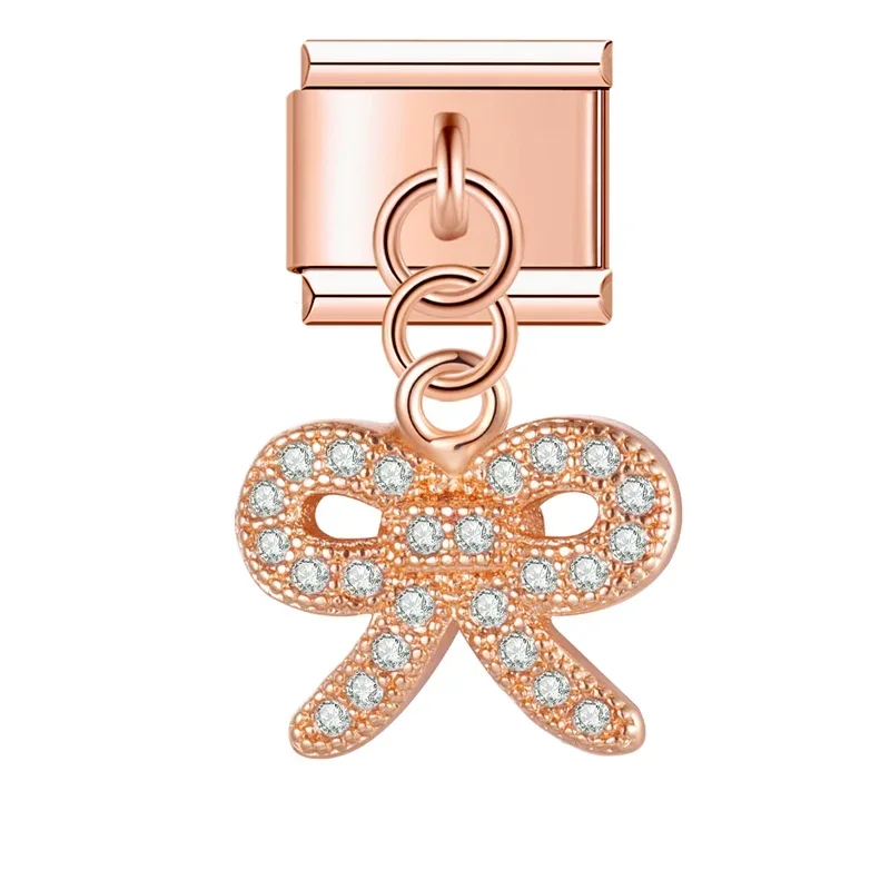 Rose Gold Crystal Symbol Dangle Italian Charms - Image 8