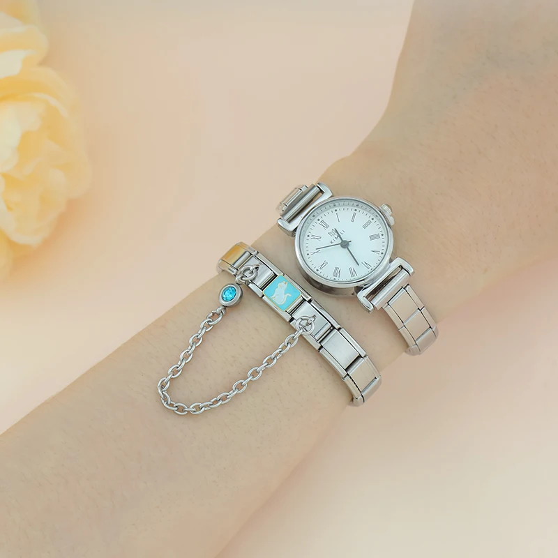 Crystal Safety Chain Gold Italian Charms