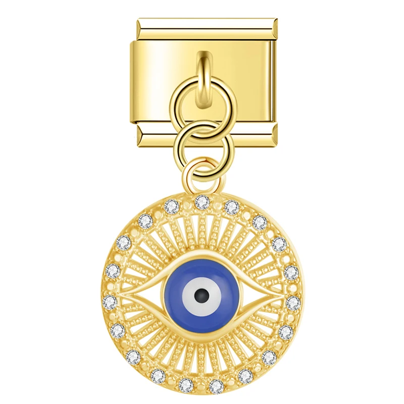 Gold Evil Eye Dangle Italian Charms - Image 12
