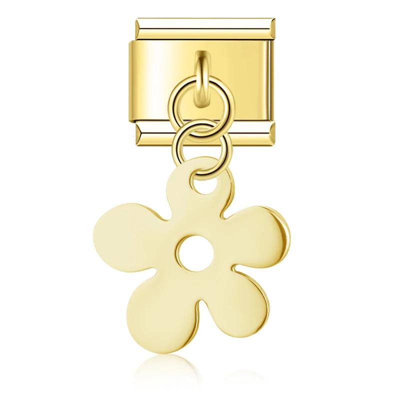 Flower, Mushroom and Puzzle Dangle Italian Charms - Image 11