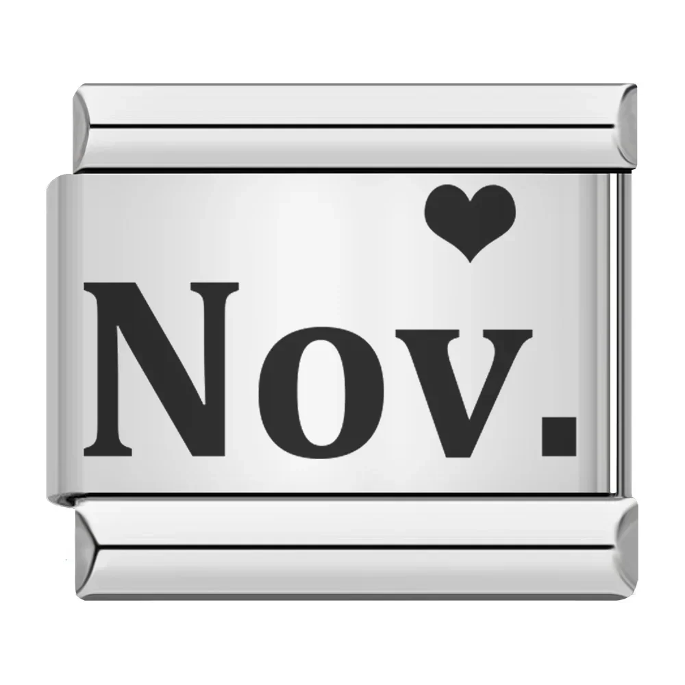 Month Name Heart Italian Charm - Image 14