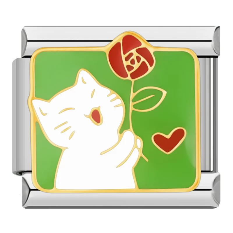 Flower, Cat and Love Note Italian Charms - Image 17
