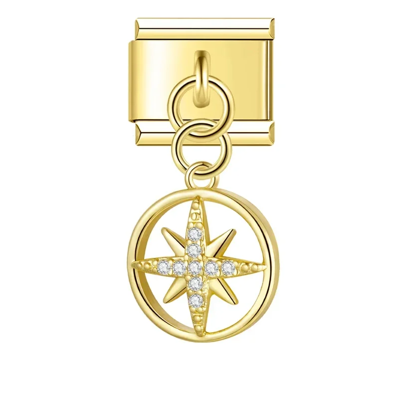 Crystal Compass and Flower Dangle Italian Charms - Image 11