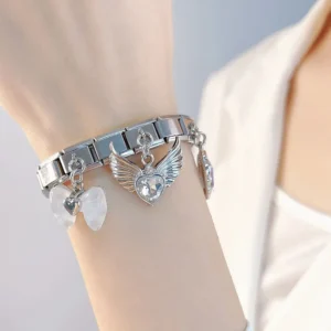 Angel Wing and Bow Dangle Italian Charms