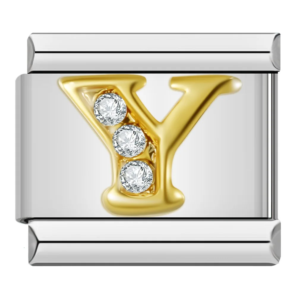 Gold Crystal Letter Italian Charms A to Z - Image 24