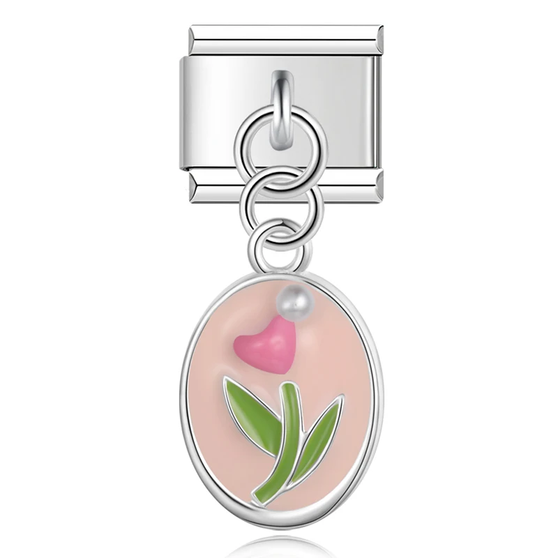 Cherry, Elephant and Tulip Dangle Italian Charms - Image 11
