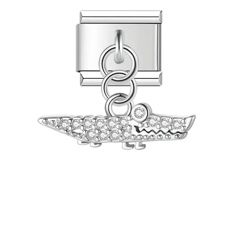 Crystal Bird, Peacock and Snake Dangle Italian Charms - Image 15