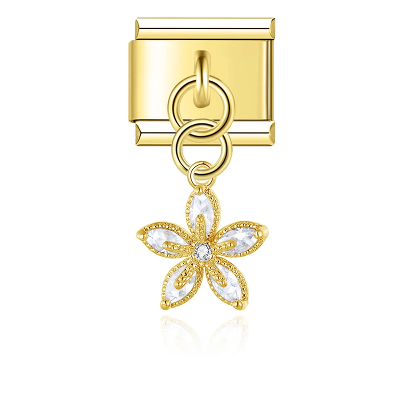 Crystal Flower Dangle Italian Charms - Image 7