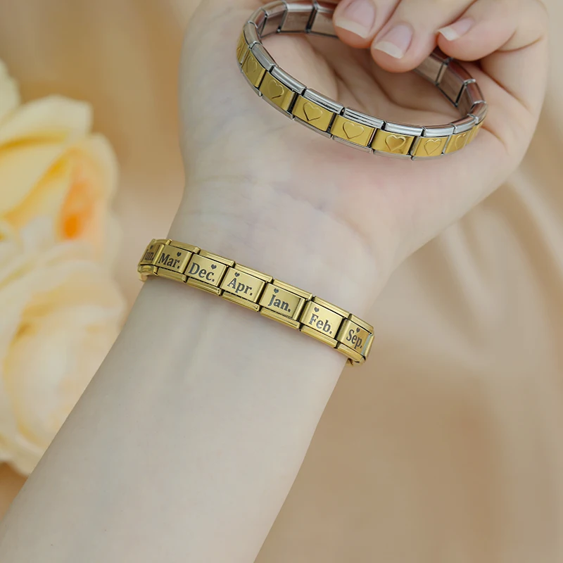 Gold Month Name Heart Italian Charm