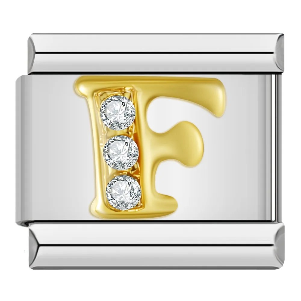 Gold Crystal Letter Italian Charms A to Z - Image 3