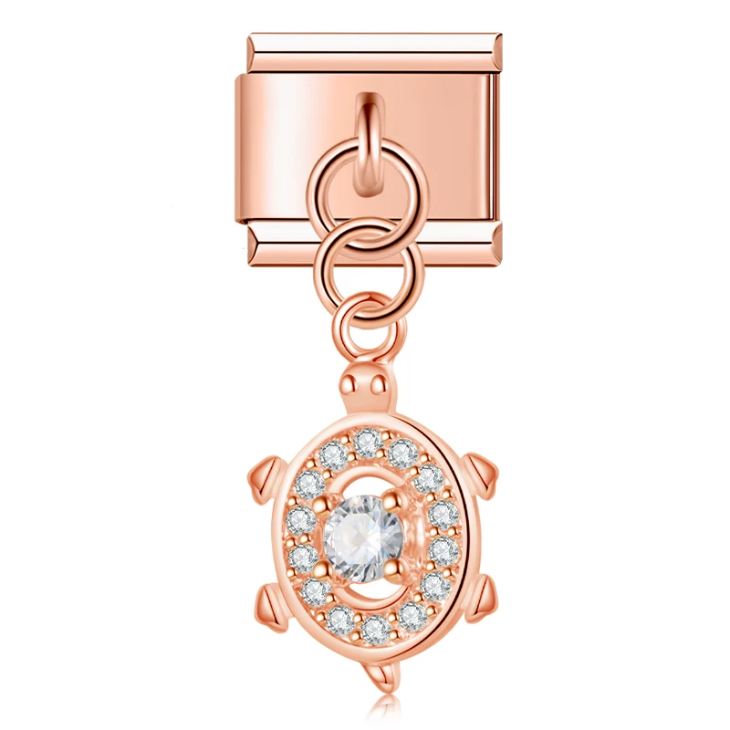 Crystal Butterfly and Turtle Dangle Italian Charms - Image 5