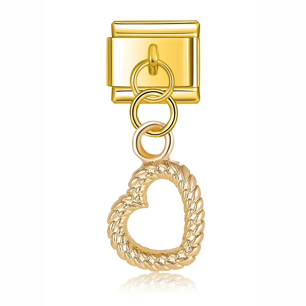 Gold Heart, Unicorn and Bell Dangle Charms