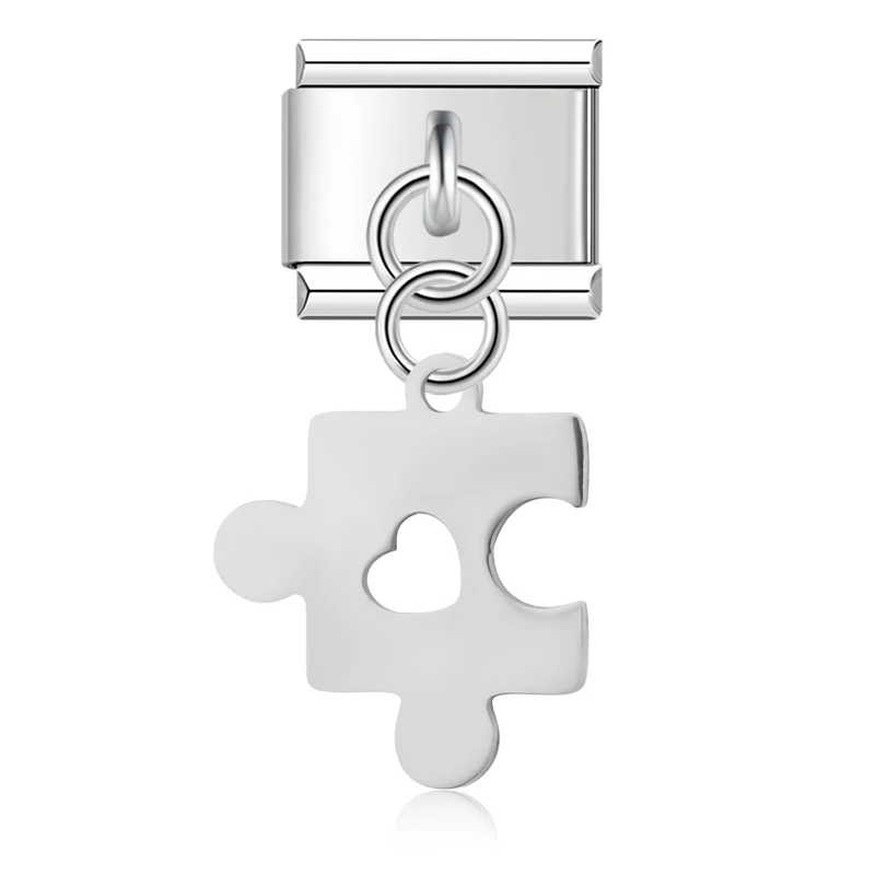 Flower, Mushroom and Puzzle Dangle Italian Charms - Image 8