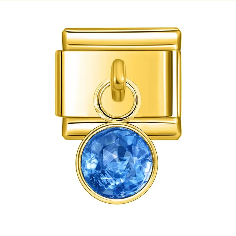 Gold Birthstone Crystal Dangle Italian Charm - Image 11