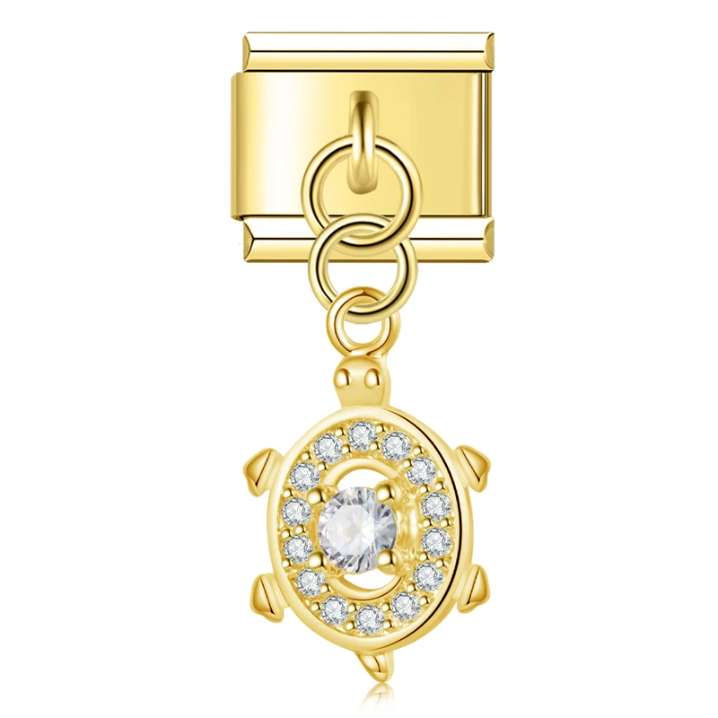 Crystal Butterfly and Turtle Dangle Italian Charms - Image 6