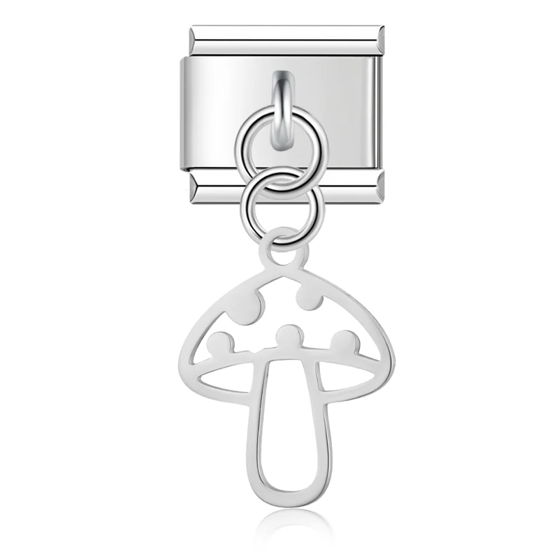 Flower, Mushroom and Puzzle Dangle Italian Charms - Image 12