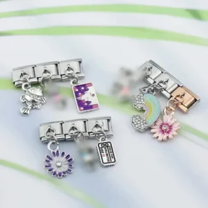 Tulip and Rose Dangle Italian Charms
