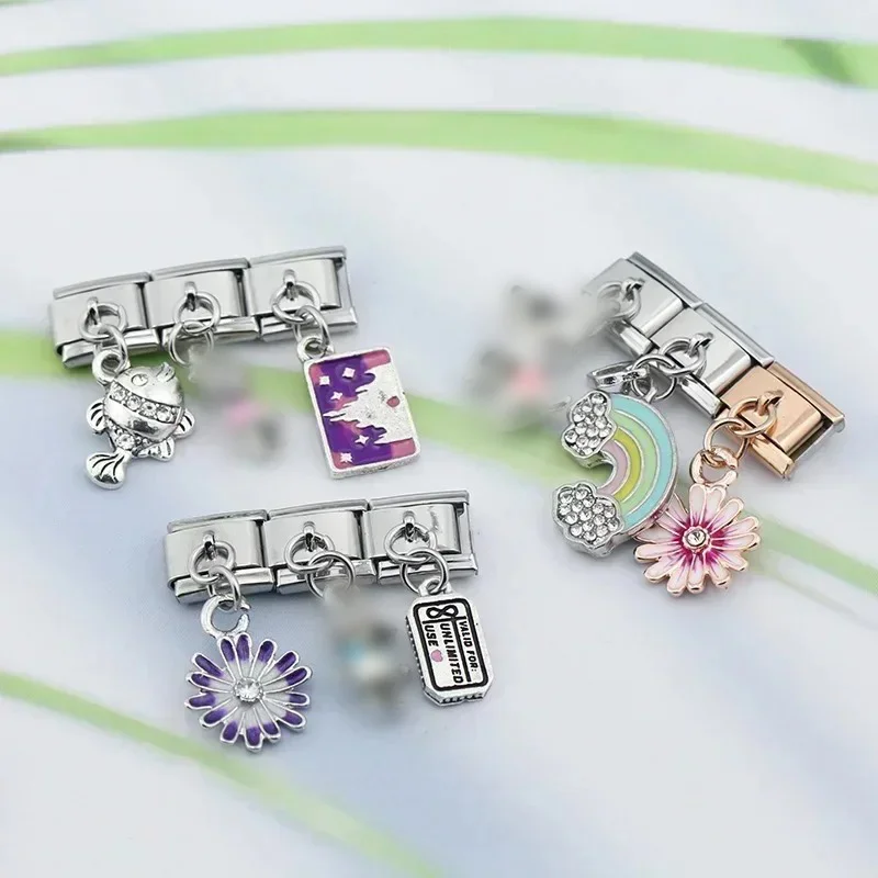 Tulip and Rose Dangle Italian Charms