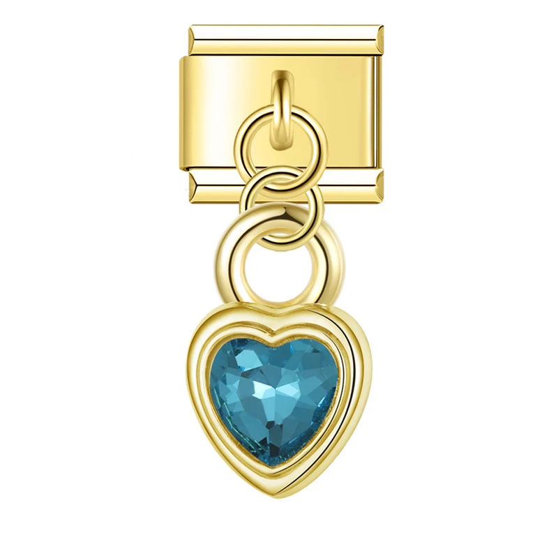 Opal Heart and Sunburst Dangle Italian Charms - Image 13