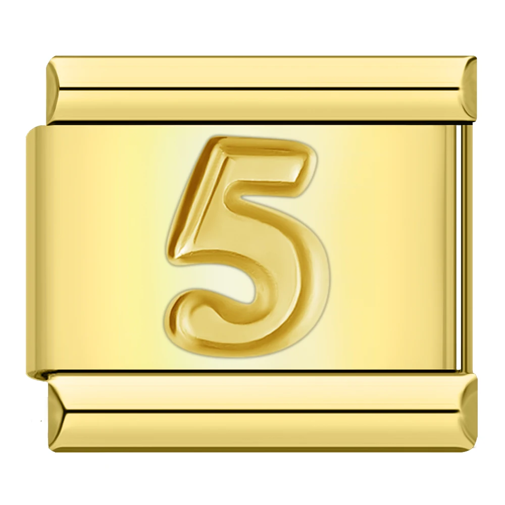 Gold Number Italian Charms 0 to 9