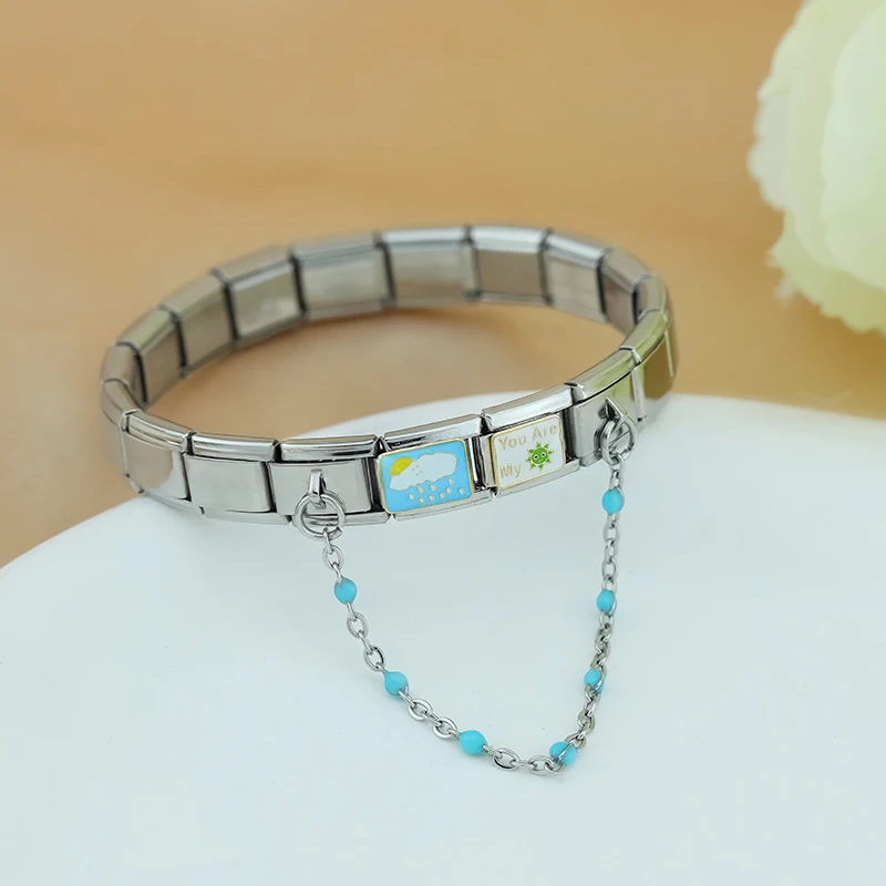 Colour Bead Safety Chain Italian Charms - Image 3