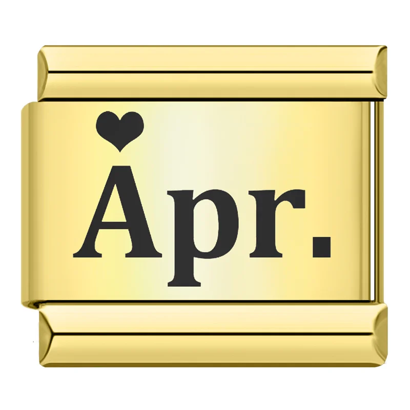 Gold Month Name Heart Italian Charm - Image 4