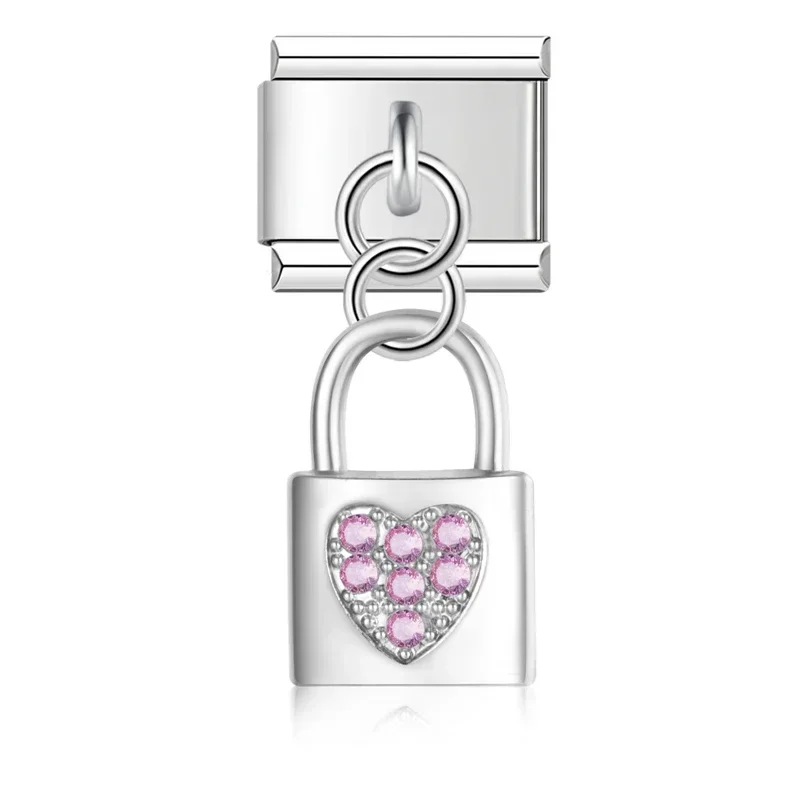 Heart, Moon and Lock Dangle Italian Charms - Image 7