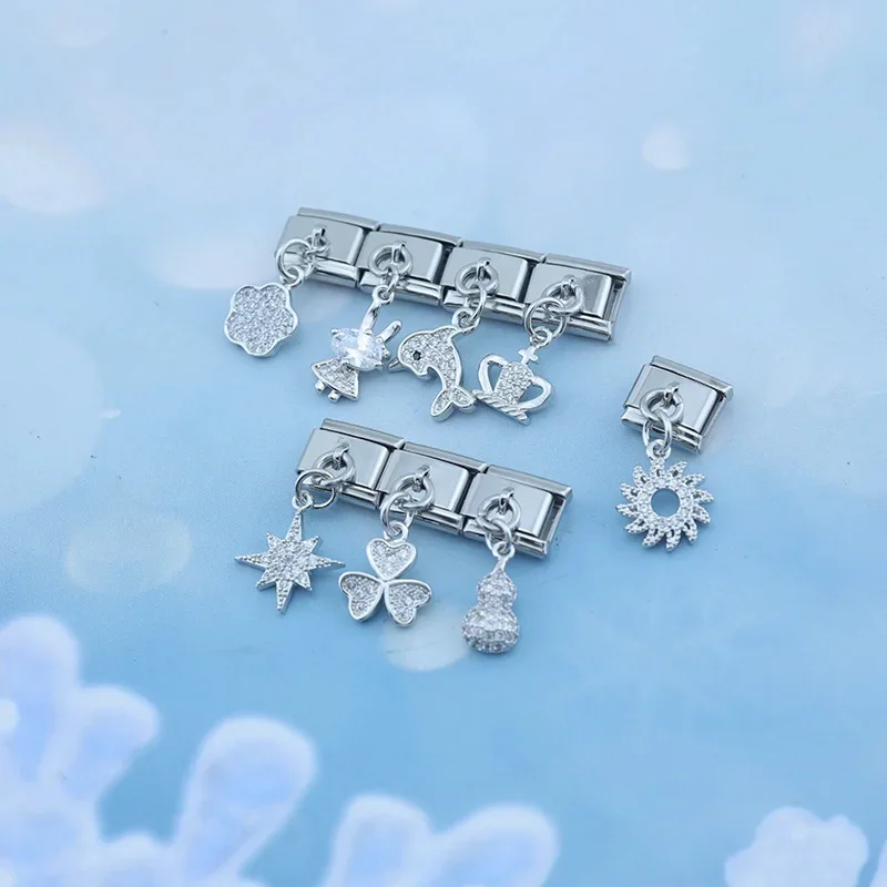 Silver Crystal Symbol Dangle Italian Charms - Image 3