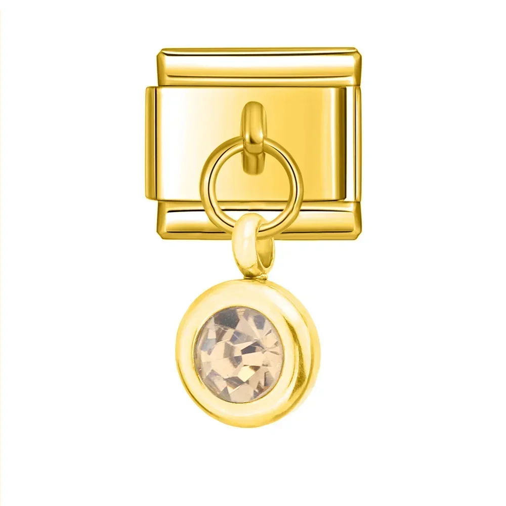 Petite Gold Birthstone Drop Italian Charm - Image 4