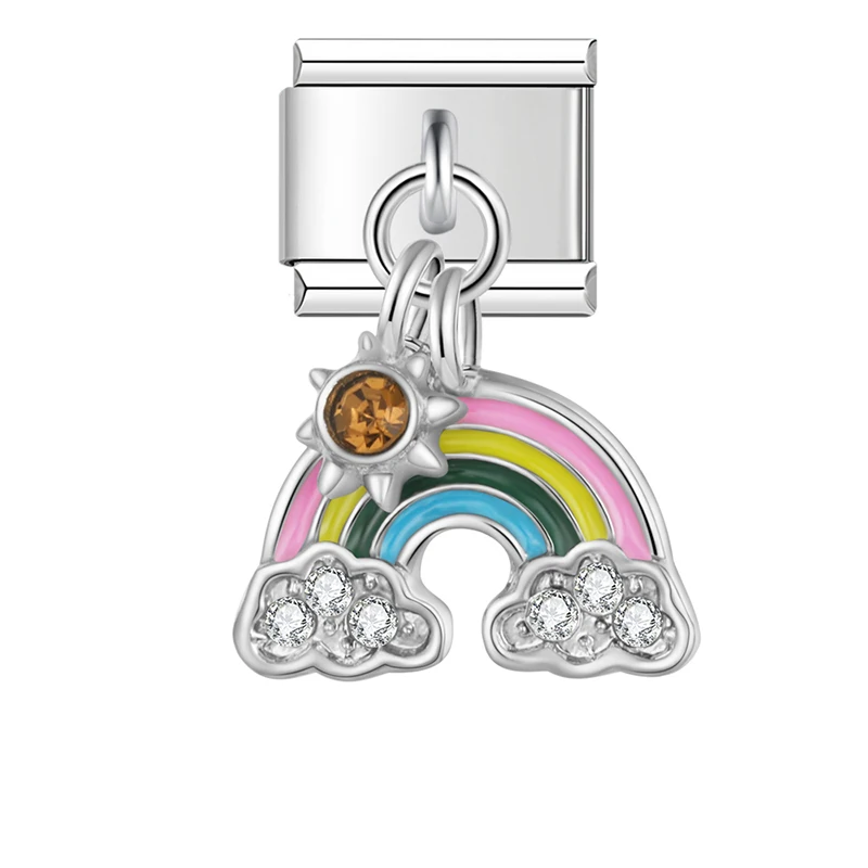 Moon, Flower and Butterfly Dangle Italian Charms - Image 3