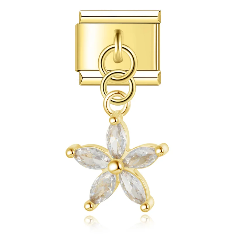 Crystal Flower and Puppy Dangle Italian Charms - Image 11