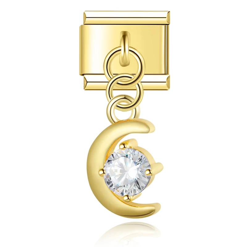 Crystal Crown and Star Gold Dangle Italian Charms - Image 5