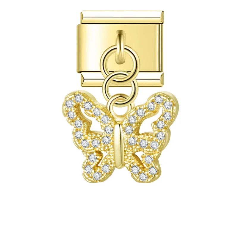 Crystal Butterfly and Elephant Dangle Italian Charms - Image 12