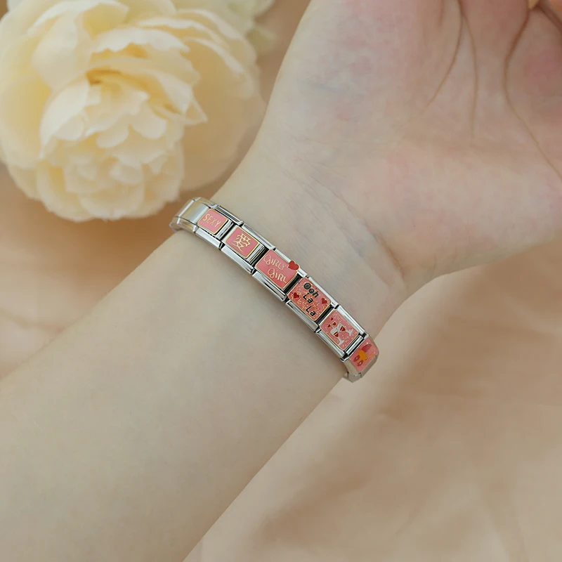 Dad and Pink Flower Italian Charms - Image 2
