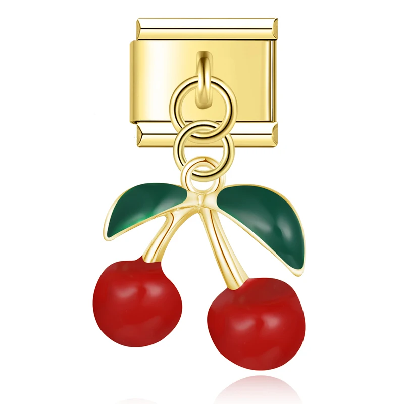 Cherry, Elephant and Tulip Dangle Italian Charms - Image 10