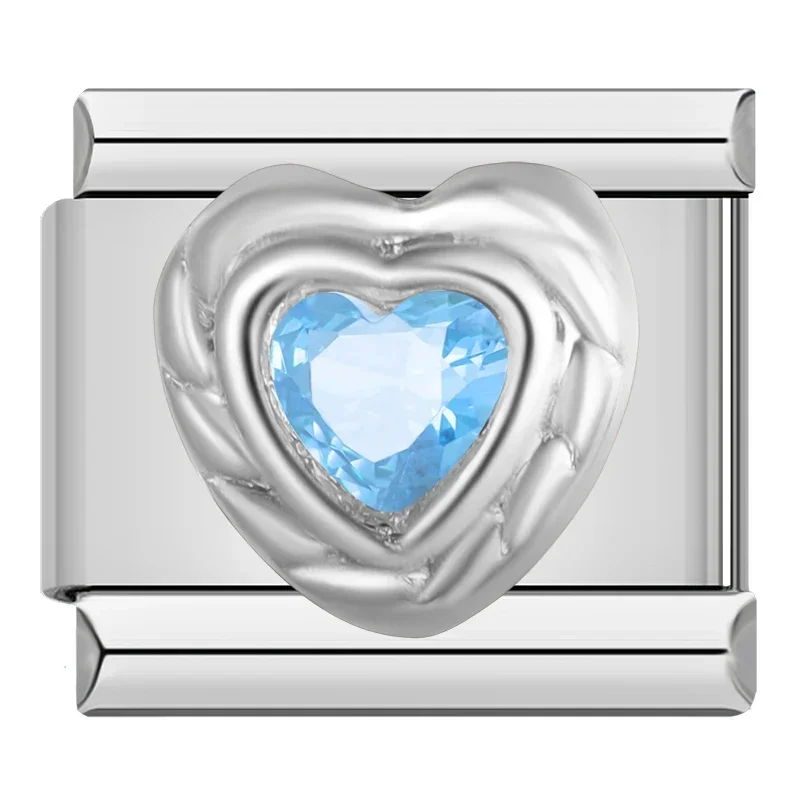 Birthstone Crystal Heart Italian Charms - Image 2