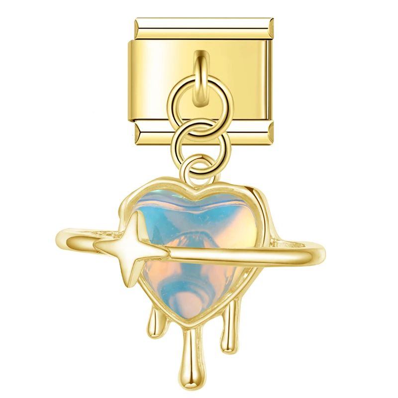 Opal Heart and Sunburst Dangle Italian Charms - Image 15