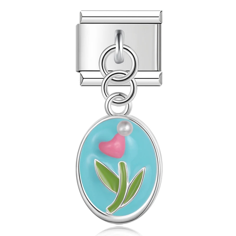 Cherry, Elephant and Tulip Dangle Italian Charms - Image 4