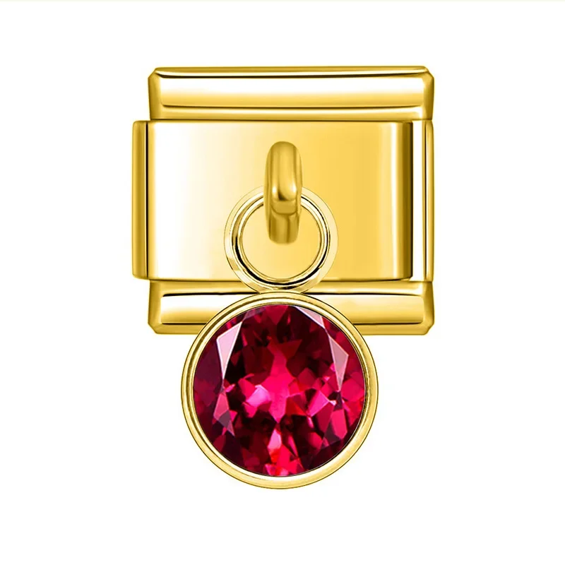 Gold Birthstone Crystal Dangle Italian Charm - Image 8