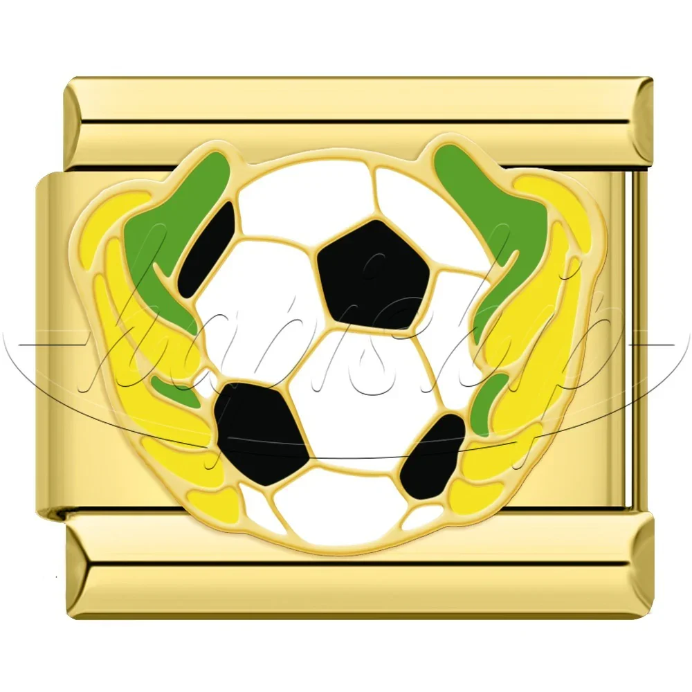 Football and Gold Sports Italian Charms