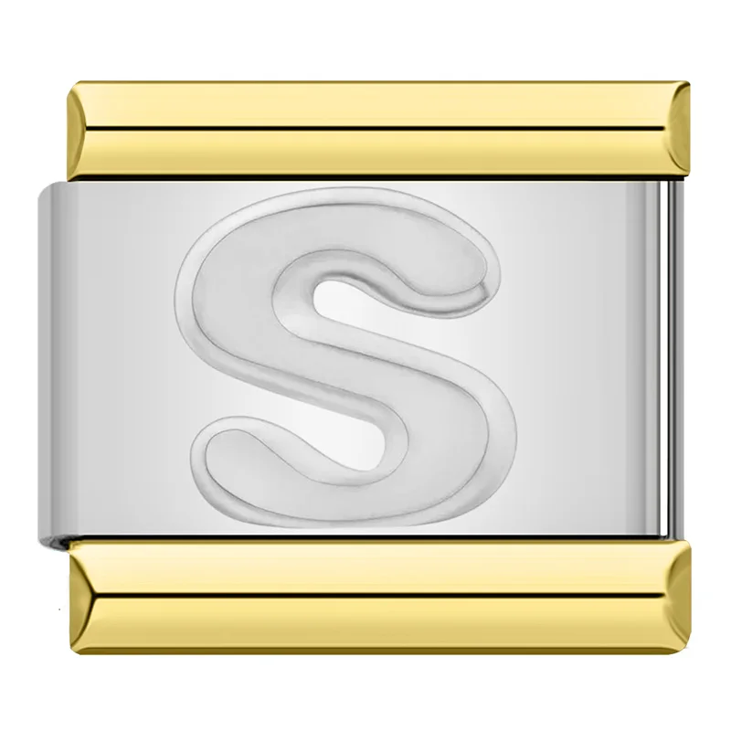 Engraved Letter Gold Frame Italian Charms - Image 20