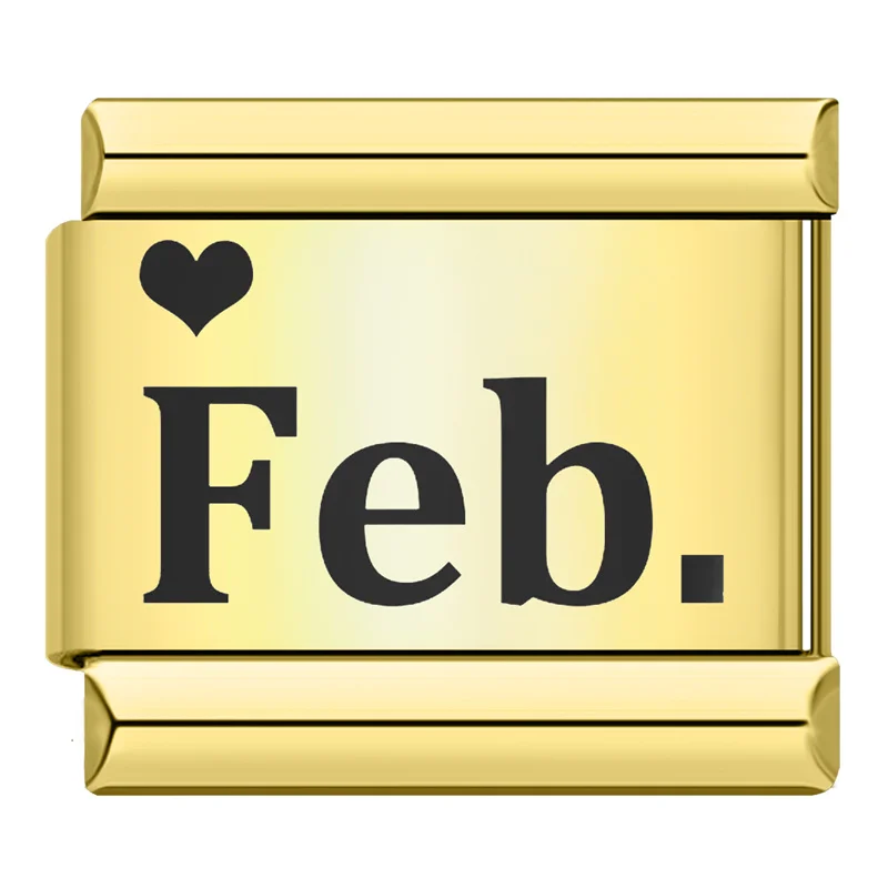 Gold Month Name Heart Italian Charm - Image 9